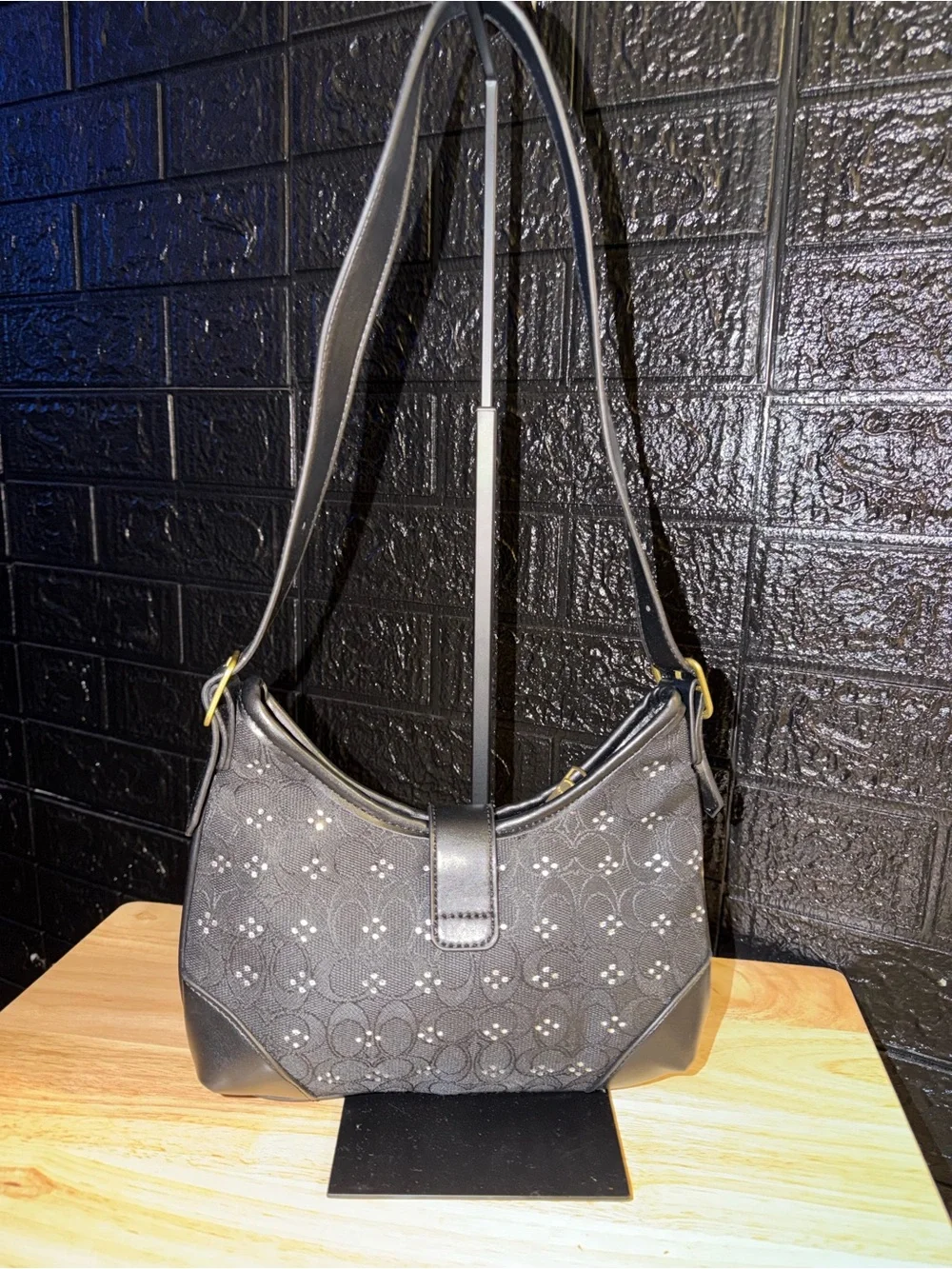 Coach Black Shoulder Bag with Gold Hardware